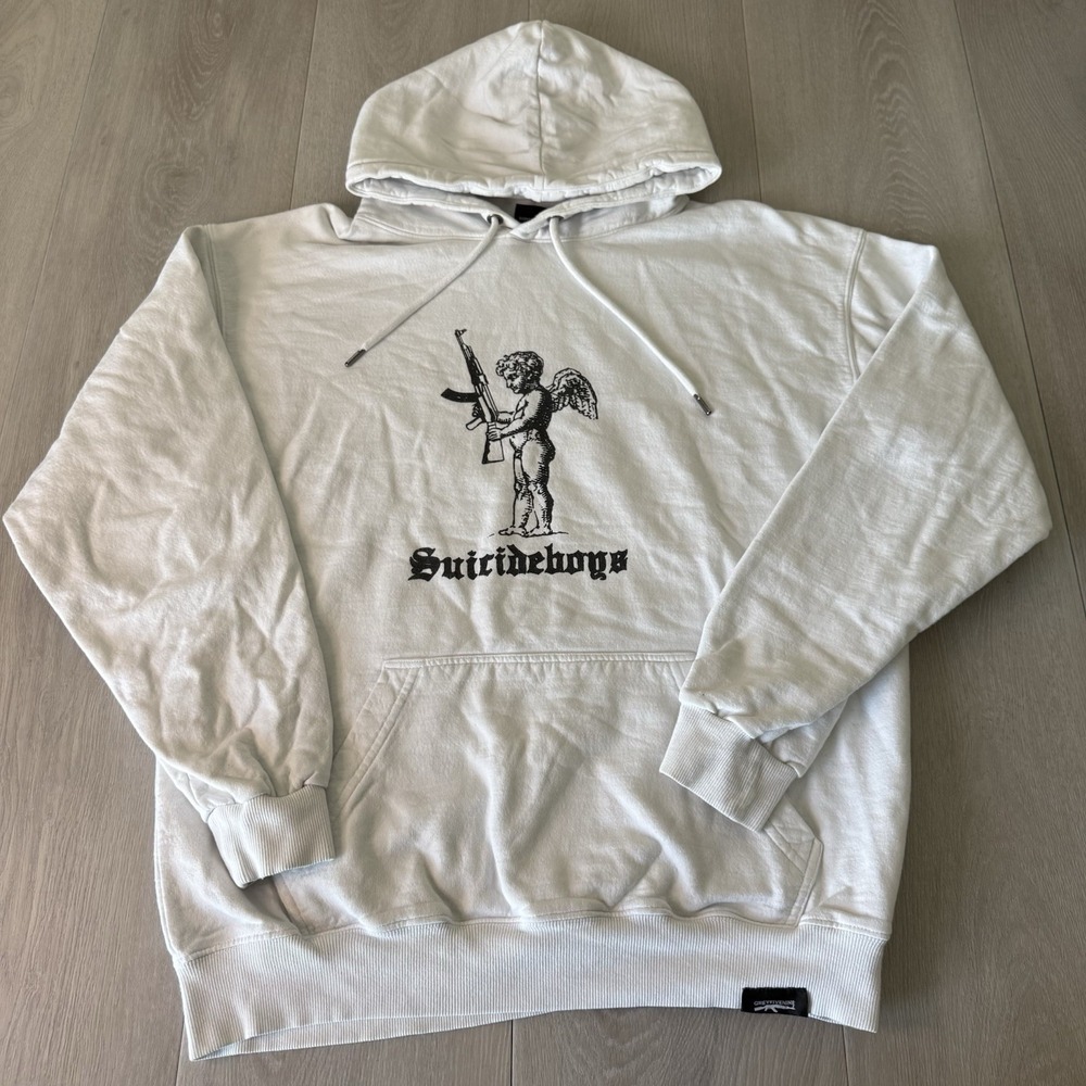 G59 Records Clip Your Wings White Hoodie Suicide Boys Men's Size L Large Peru